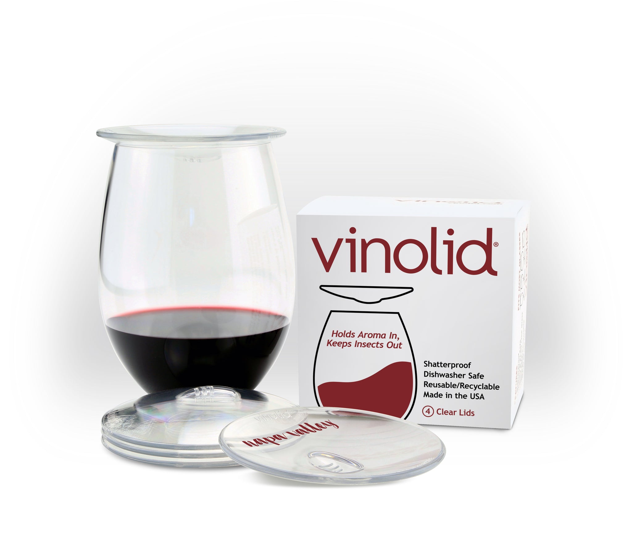 vinolid Wine Glass Cover - 4 Pack